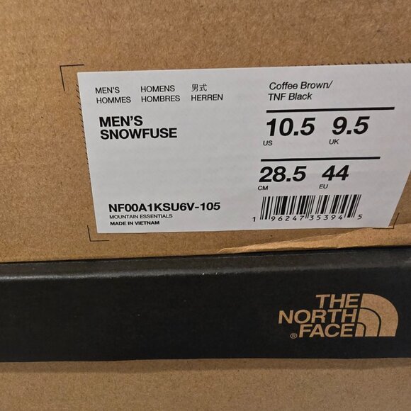 The North Face Men's Snowfuse Boot Boots Size 10.5 Coffee Brown / TNF Black NEW - Picture 10 of 10